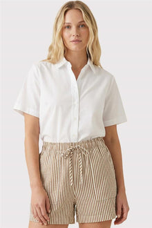 Stacy Striped Elastic Waist Shorts Toffee- Staccato