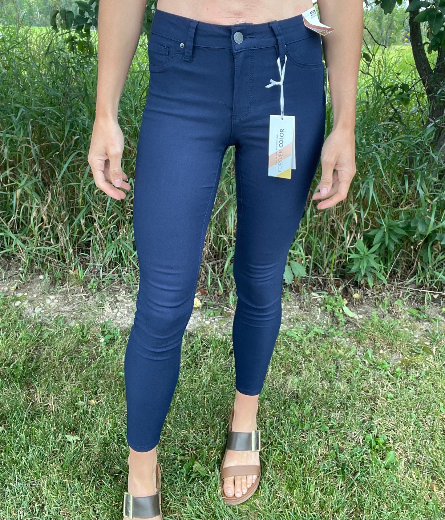 Hyperstretch Mid Rise Skinny Jean Navy