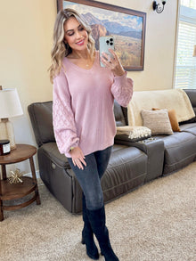 IN STOCK Talina Textured Sweater - Rose