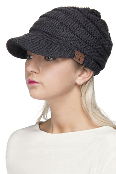 C.C Knitted Brim Hat Gray- Hana