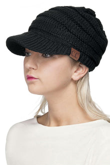 C.C Exclusive Knitted Brim Hat Black - Hana