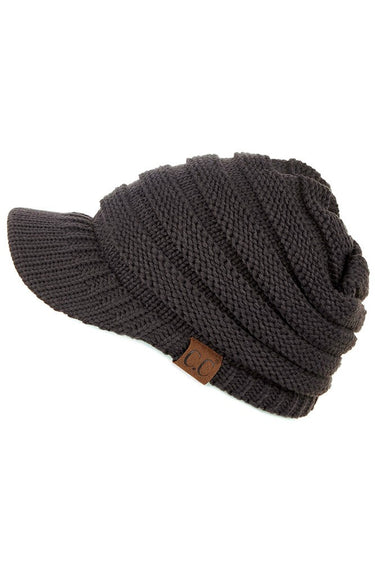 C.C Knitted Brim Hat Charcoal - Hana