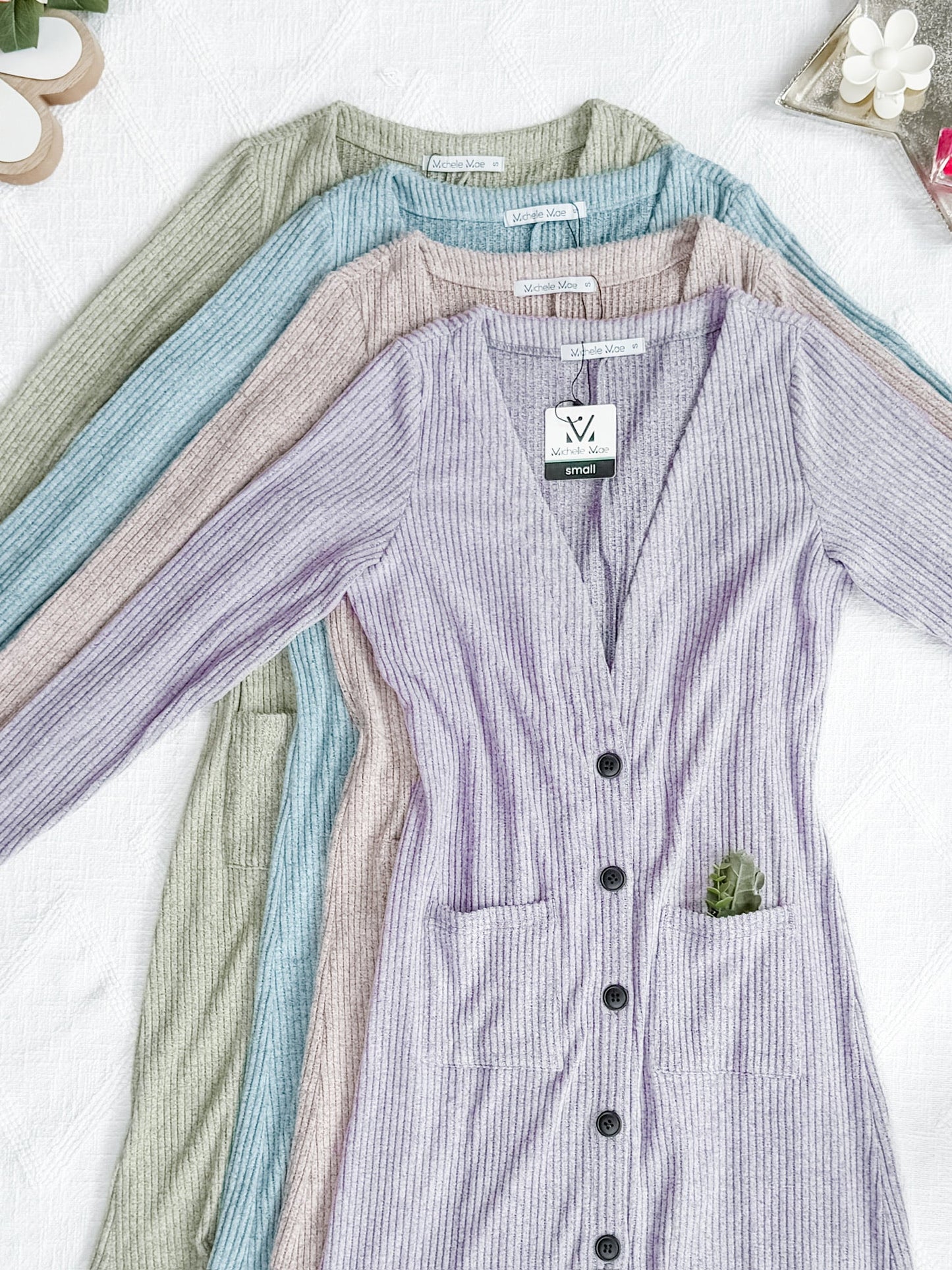 IN STOCK Colbie Ribbed Cardigan - Pistachio