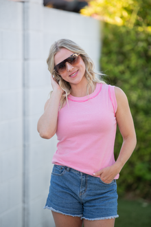 IN STOCK Morgan Micro Striped Tank - Pink