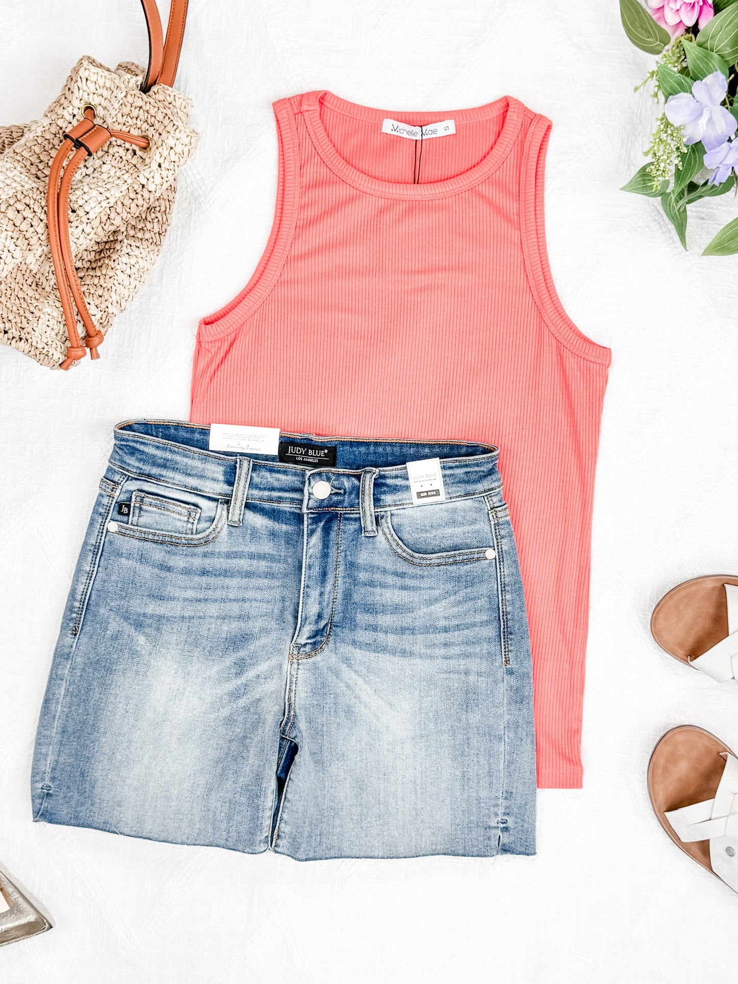 IN STOCK Tara Ribbed Tank - Coral