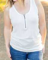 zipper tank top white womens white tank tops