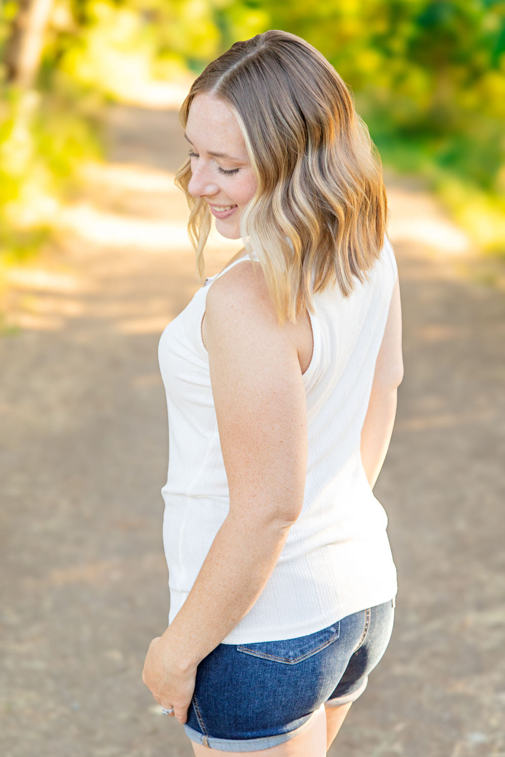 IN STOCK Mila Zipper Tank - Ivory | Women's Tank Top