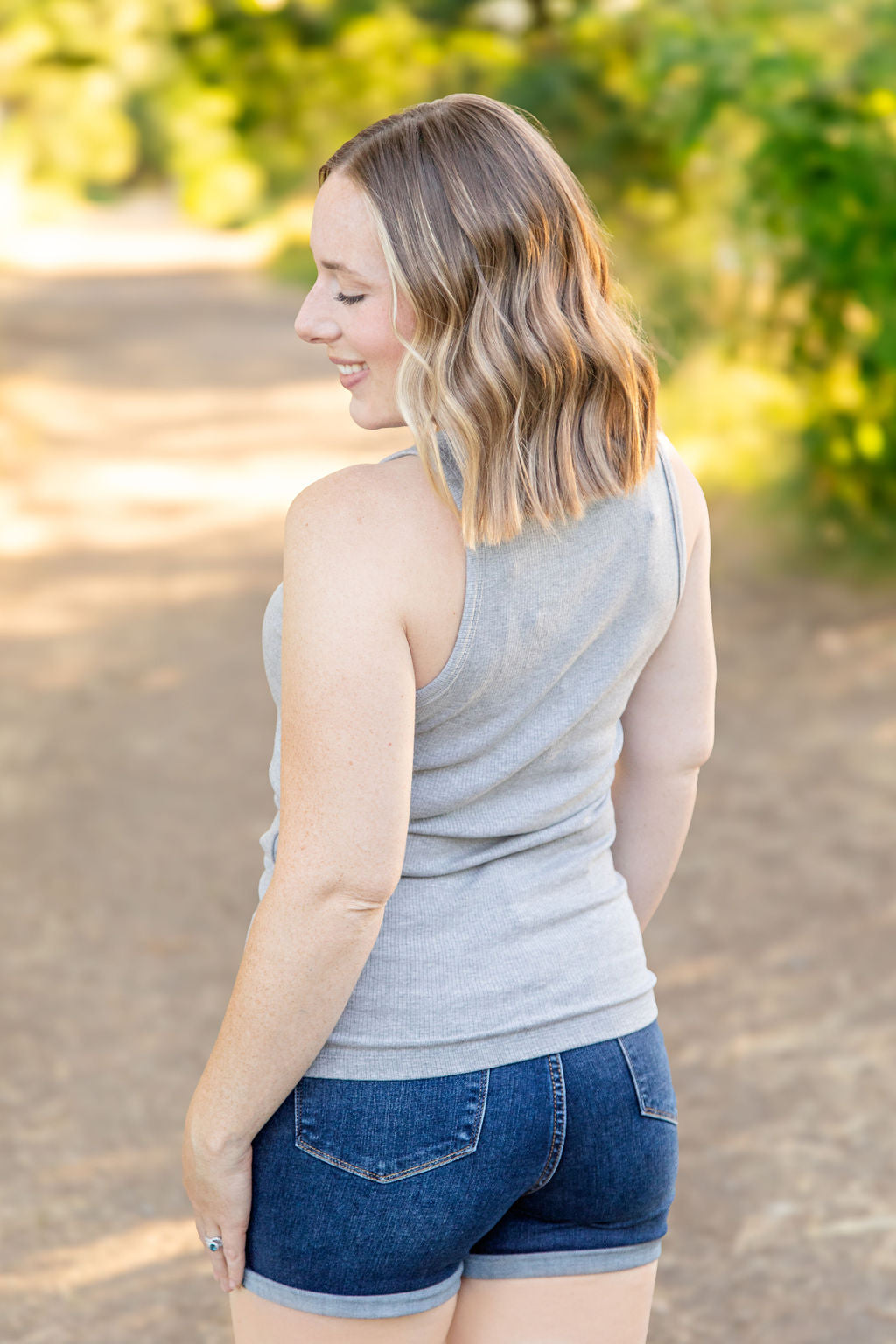 IN STOCK Tara Ribbed Tank - Grey | Women's Tank Top