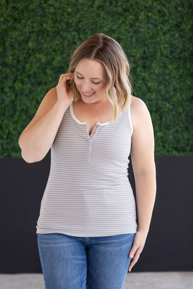 IN STOCK Shiloh Button Snap Tank - Grey FINAL SALE