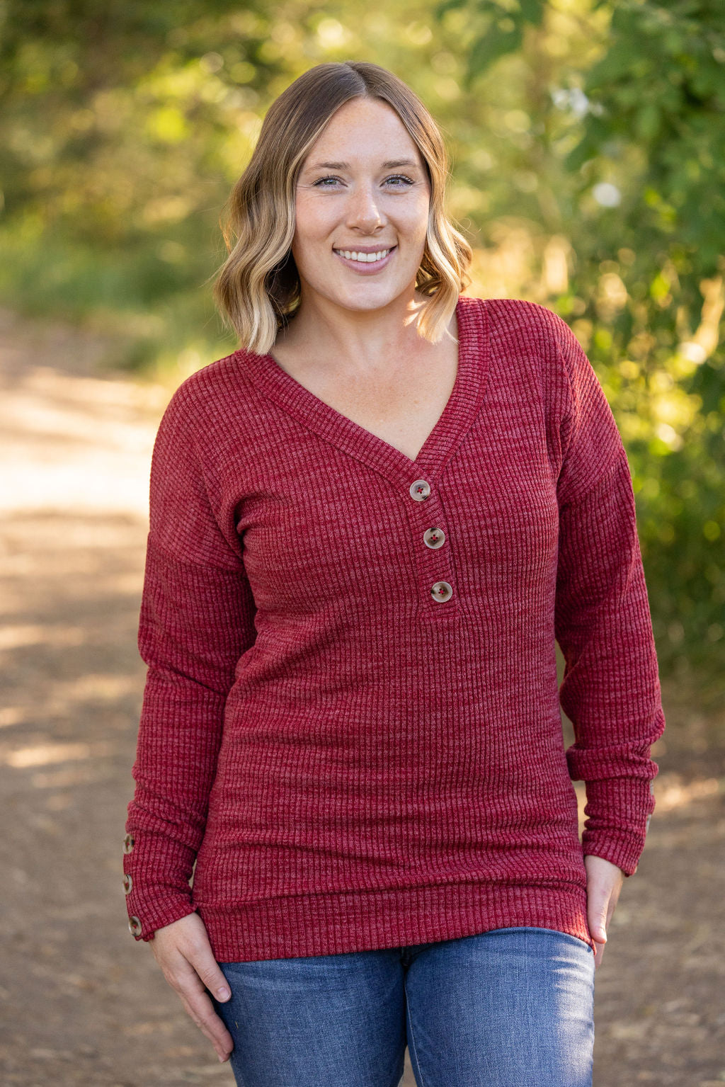 IN STOCK Brittney Button Sweater - Berry | Women's Long Sleeve FINAL SALE