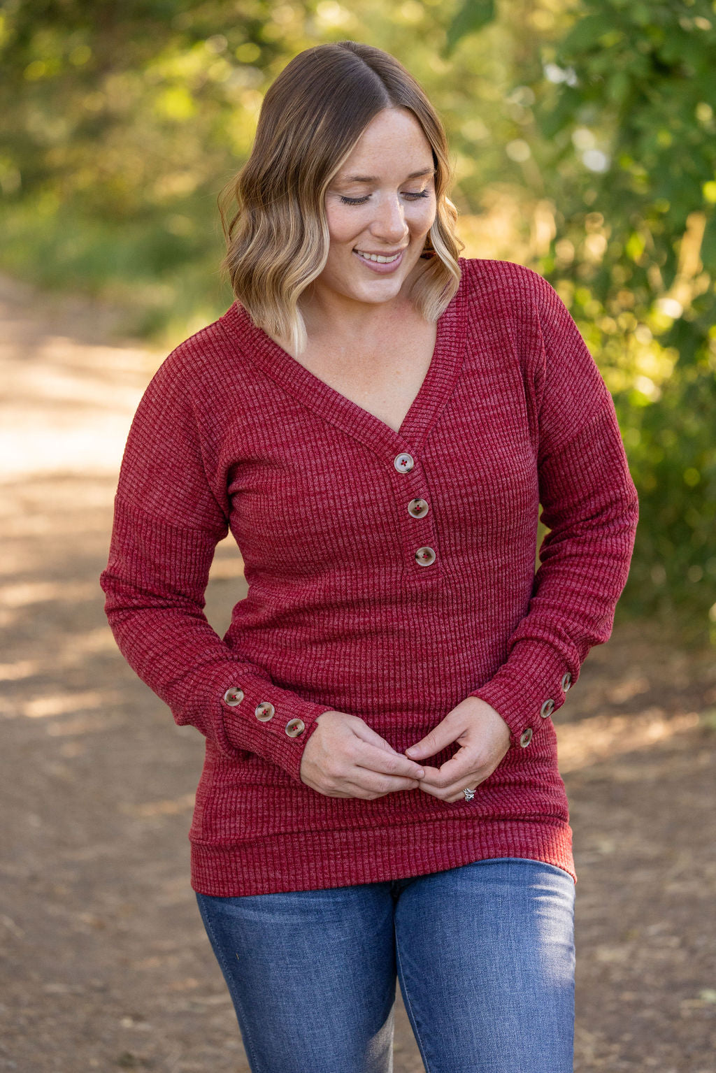 IN STOCK Brittney Button Sweater - Berry | Women's Long Sleeve FINAL SALE