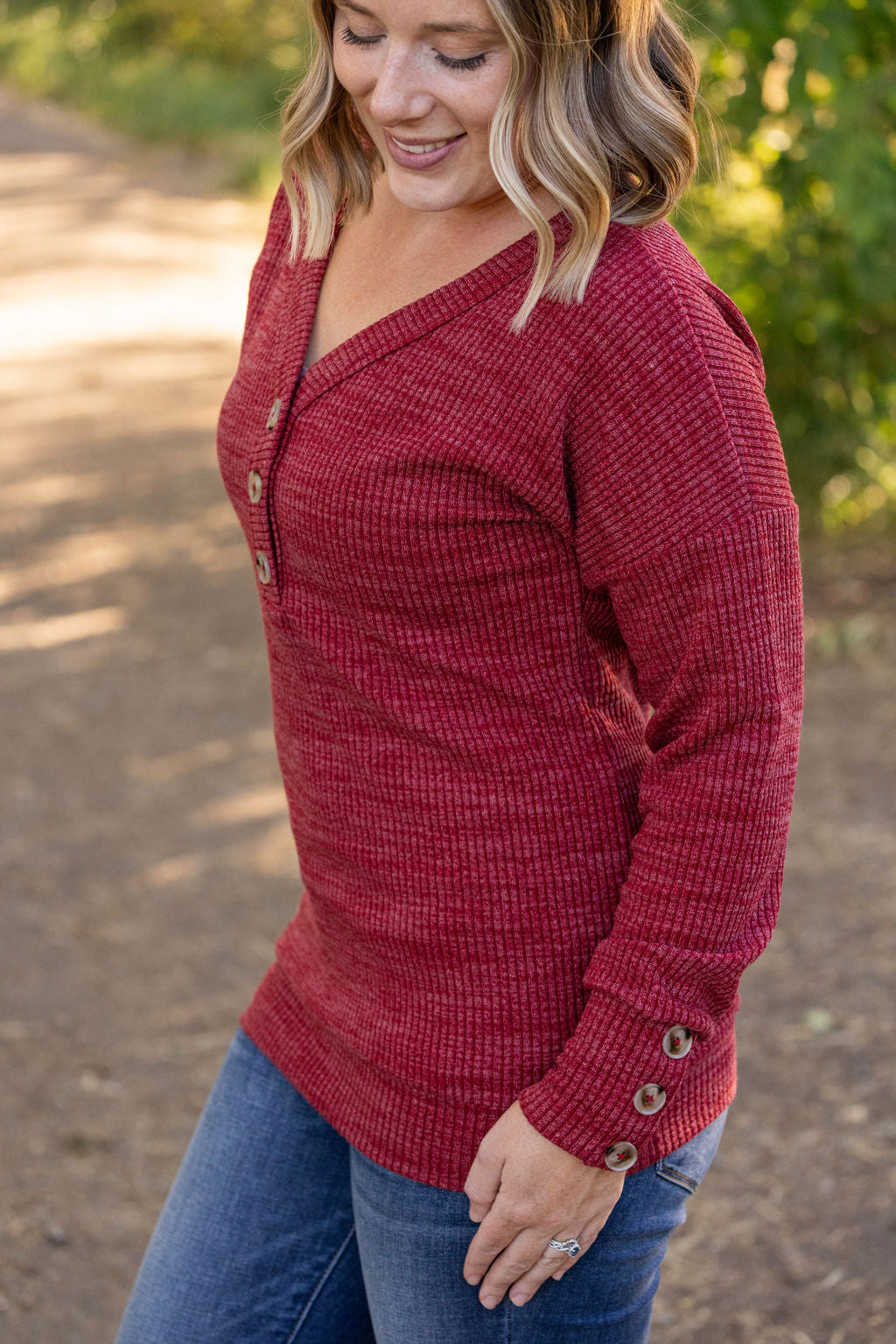 IN STOCK Brittney Button Sweater - Berry | Women's Long Sleeve FINAL SALE