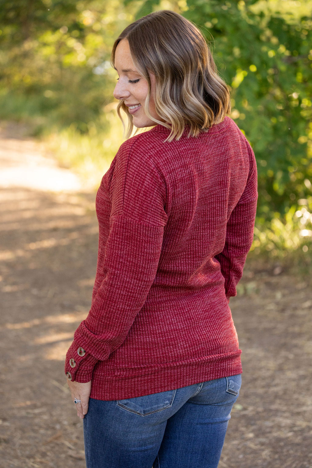 IN STOCK Brittney Button Sweater - Berry | Women's Long Sleeve FINAL SALE