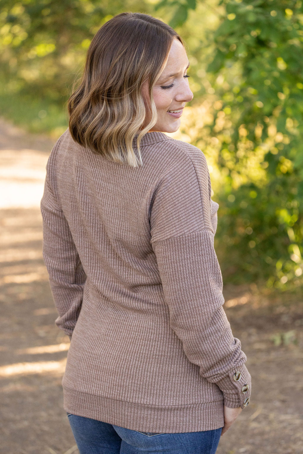 IN STOCK Brittney Button Sweater - Mocha | Women's Long Sleeve