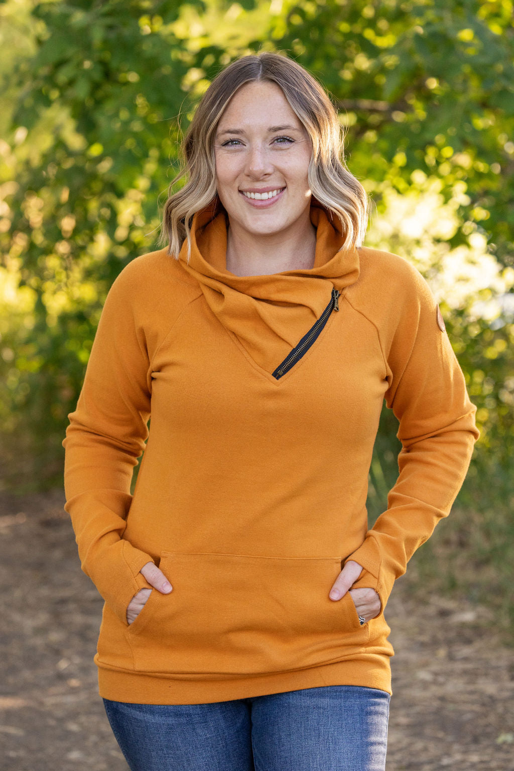 IN STOCK Classic Zoey ZipCowl Sweatshirt - Camel FINAL SALE