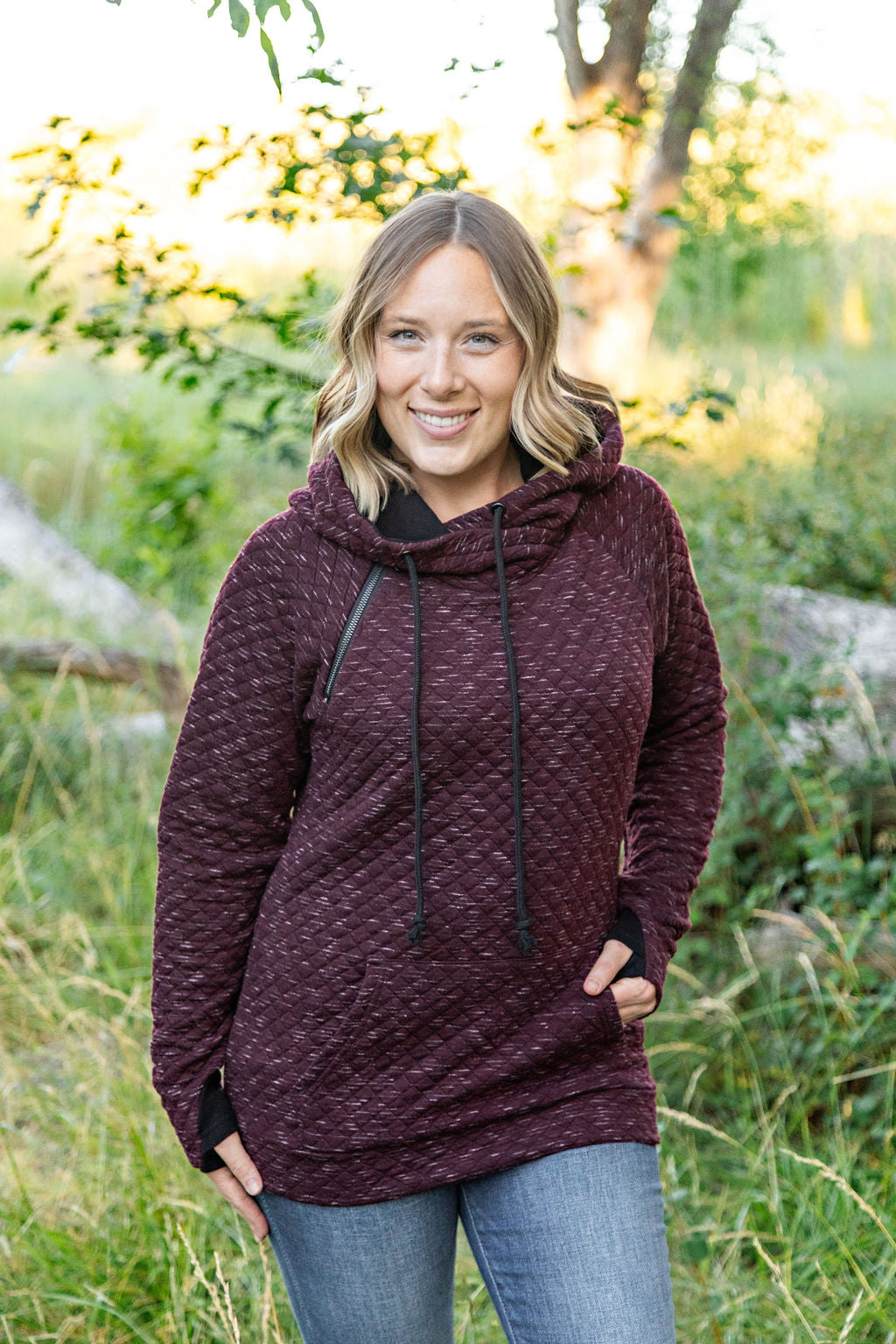 IN STOCK Sawyer Singlehood - Quilted Burgundy | Women's Hoodie FINAL SALE