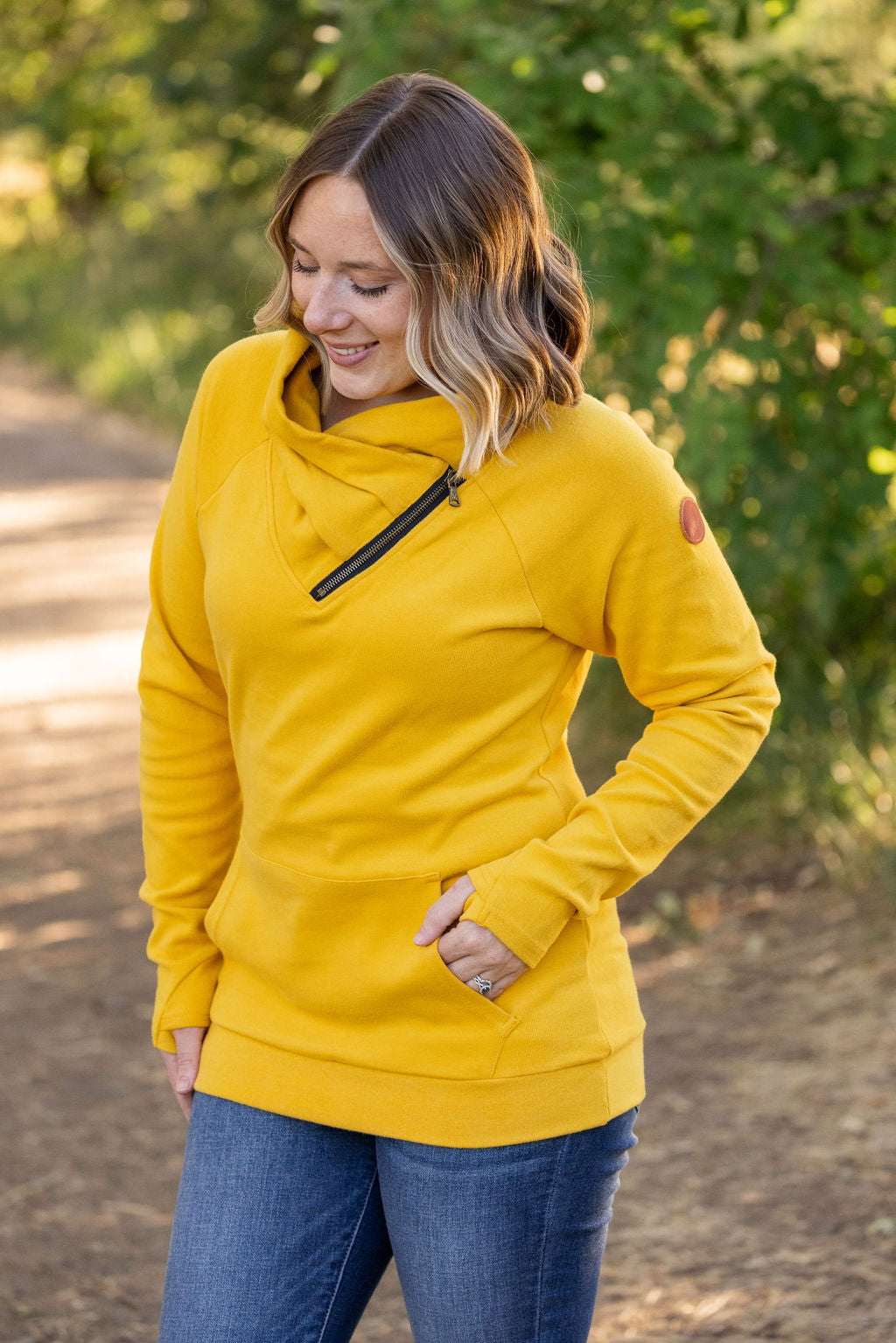 IN STOCK Classic Zoey ZipCowl Sweatshirt - Mustard FINAL SALE