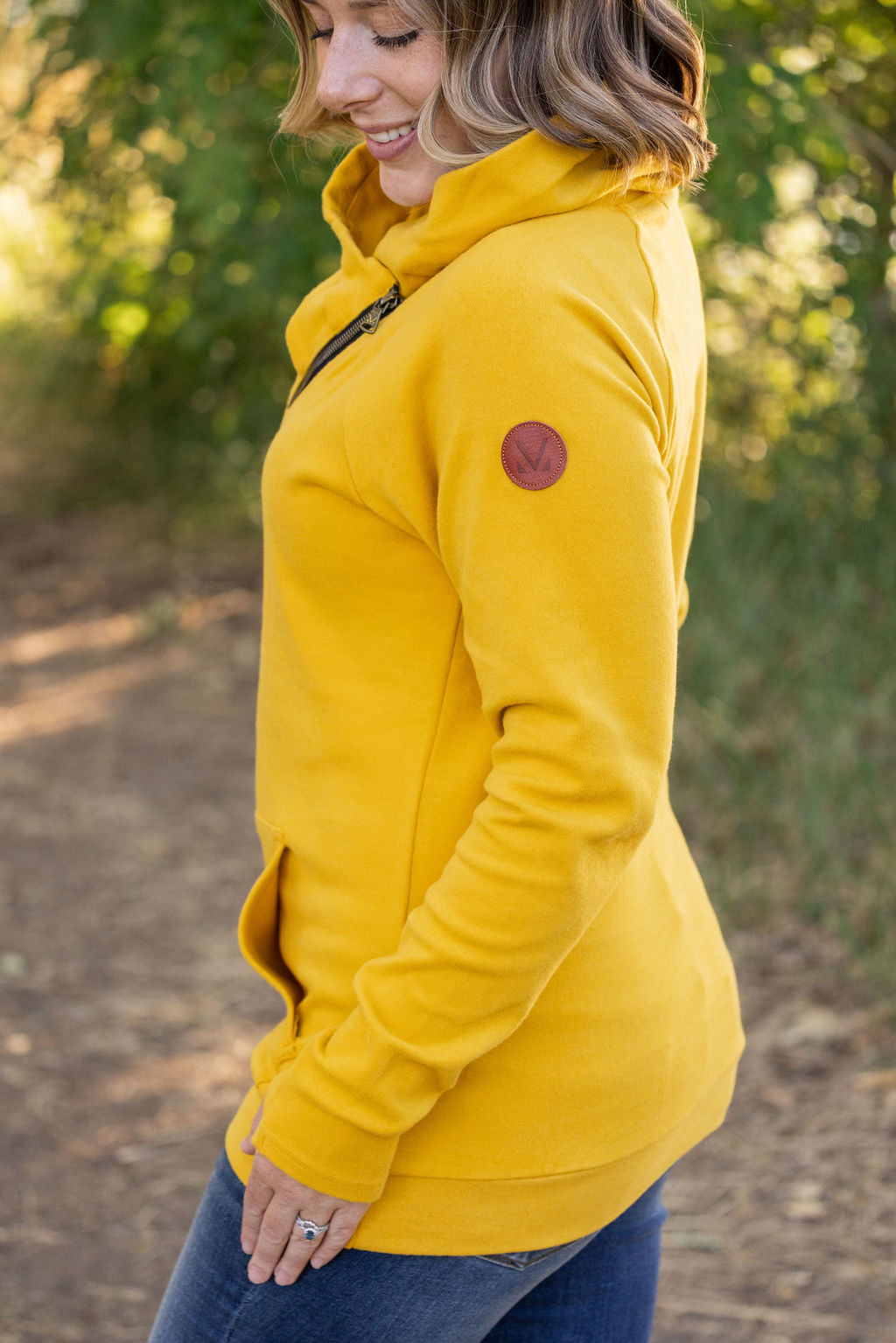 IN STOCK Classic Zoey ZipCowl Sweatshirt - Mustard FINAL SALE