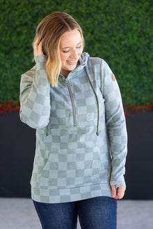 IN STOCK HalfZip Hoodie - Olive Checkers