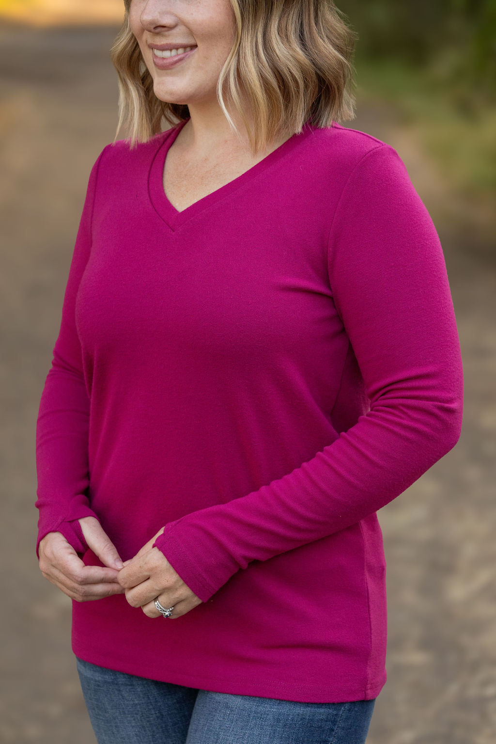 IN STOCK Leah Long Sleeve Top - Magenta | Women's Casual Top