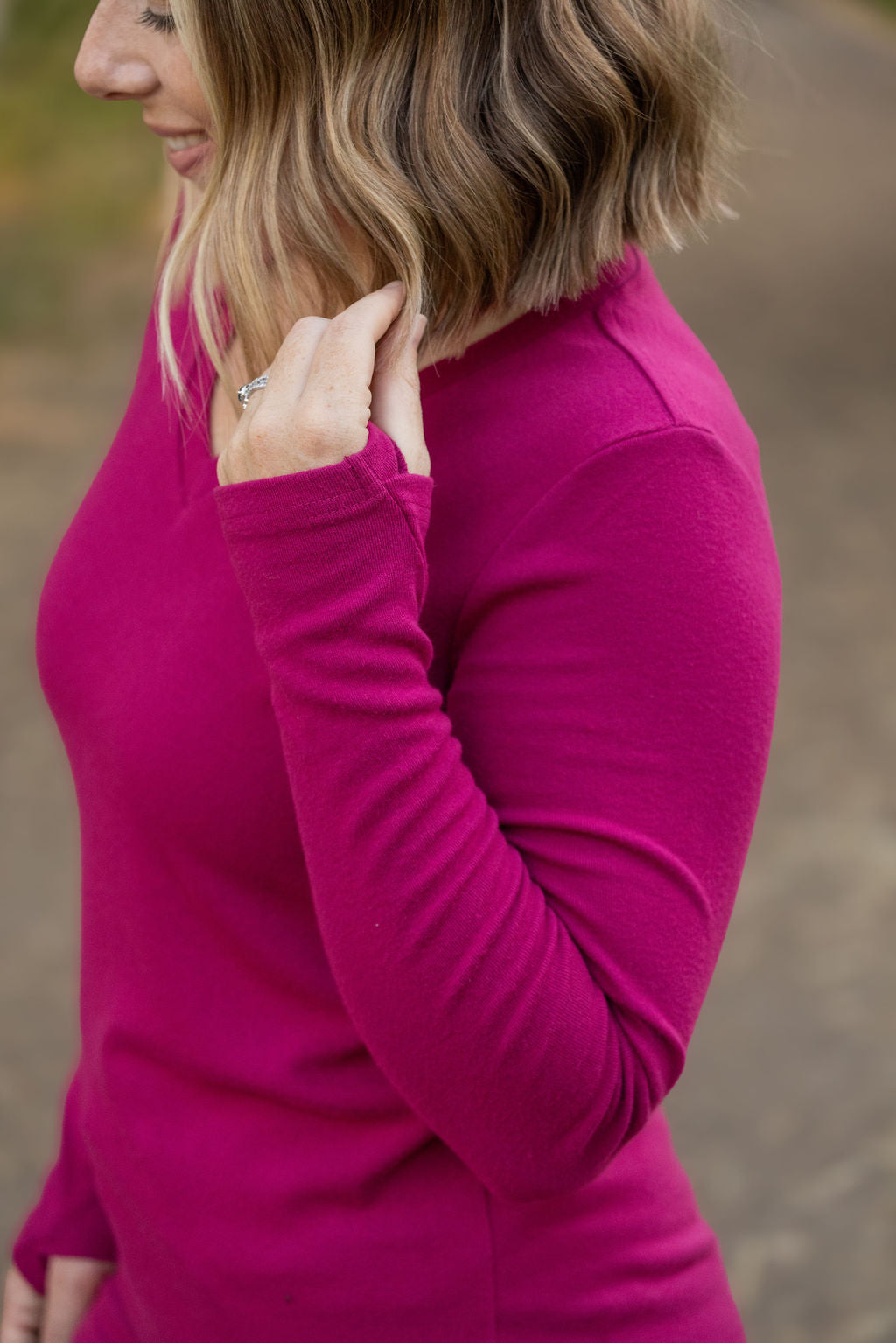 IN STOCK Leah Long Sleeve Top - Magenta | Women's Casual Top