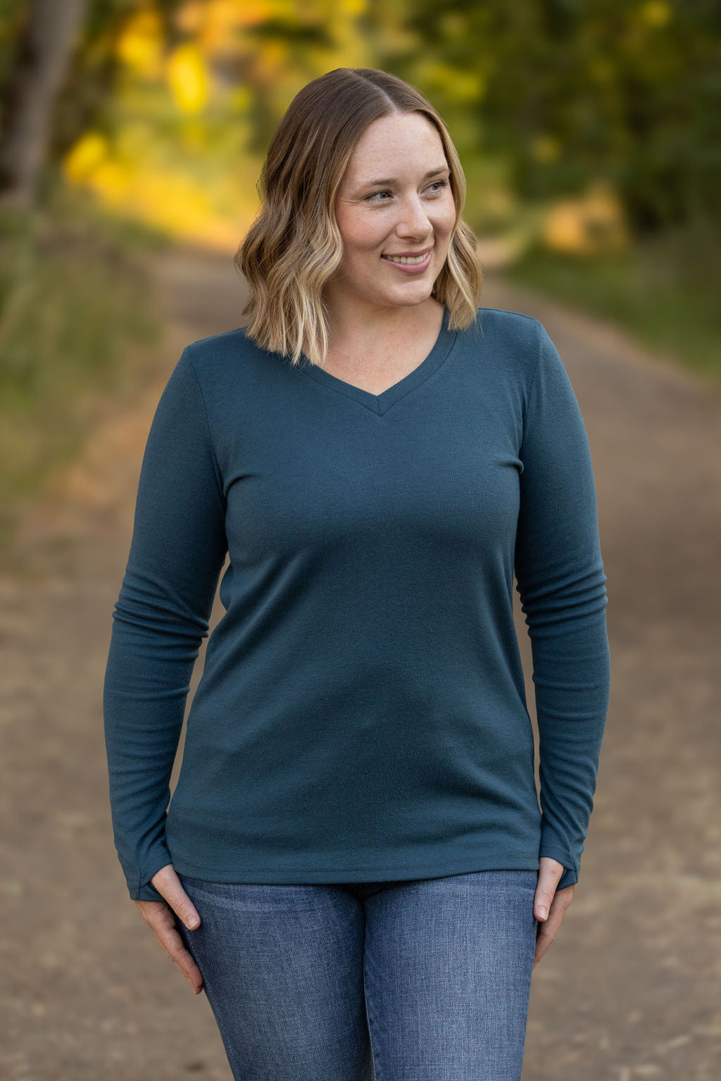 IN STOCK Leah Long Sleeve Top - Teal | Women's Casual Top