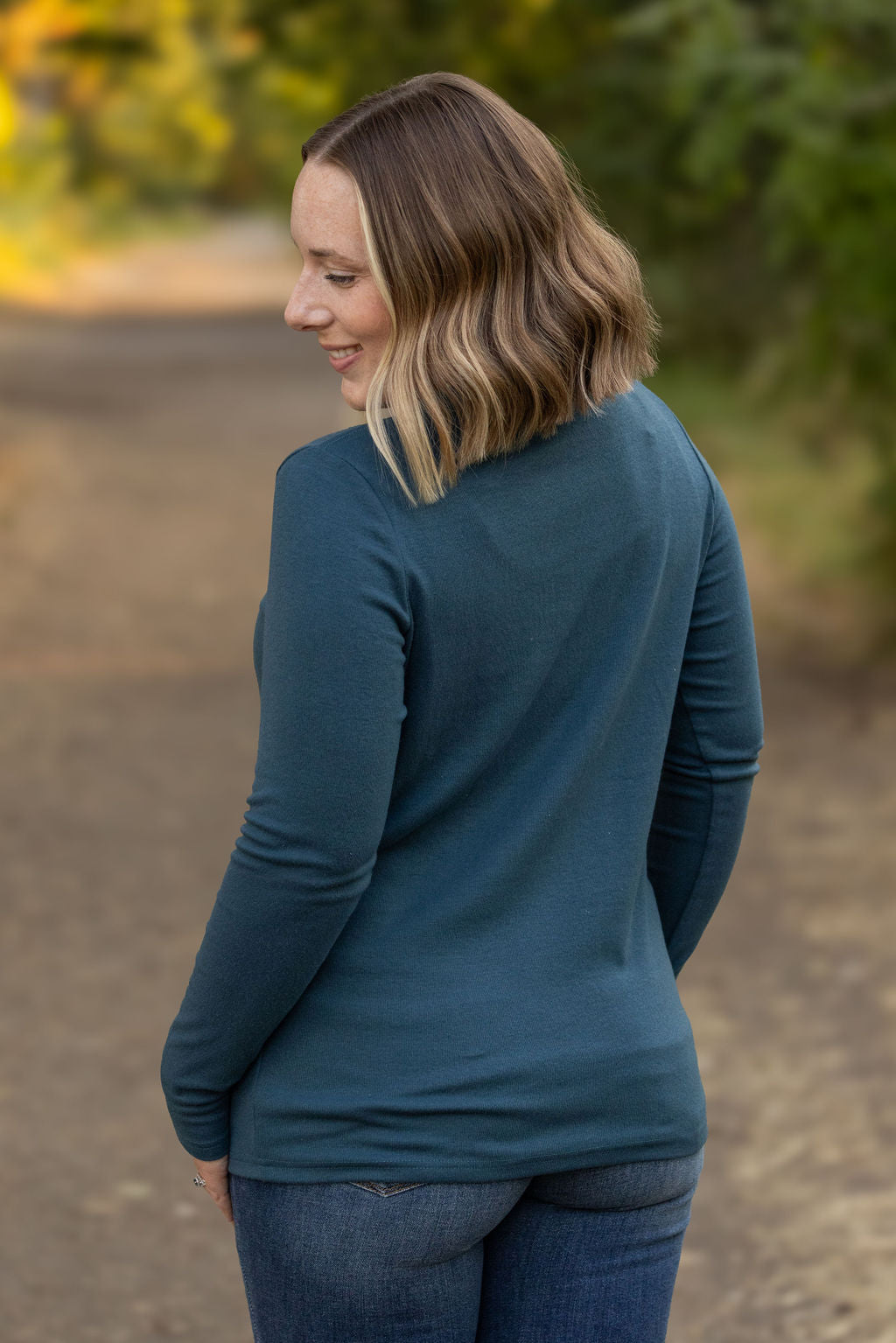 IN STOCK Leah Long Sleeve Top - Teal | Women's Casual Top