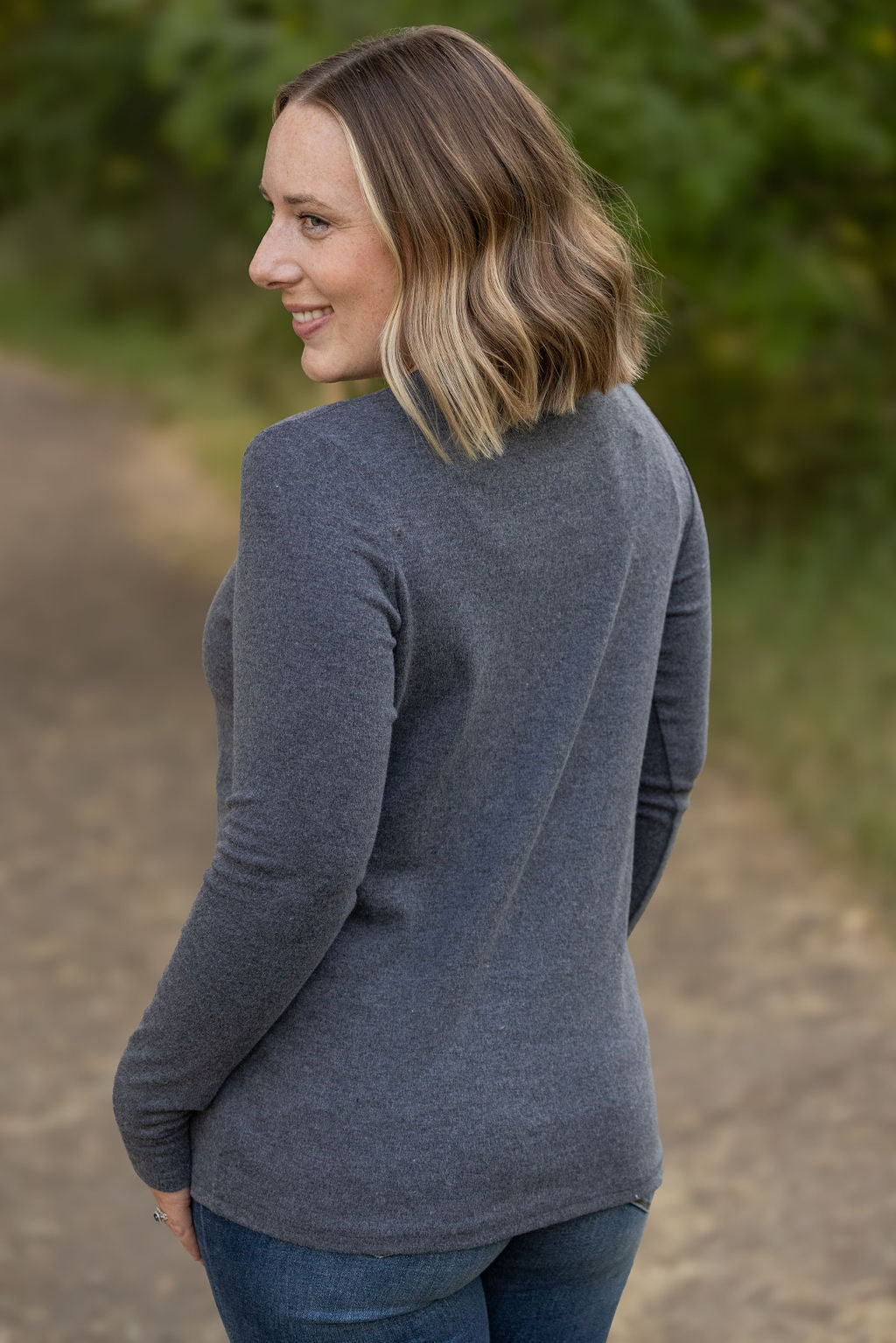 IN STOCK Leah Long Sleeve Top - Charcoal | Women's Casual Top FINAL SALE