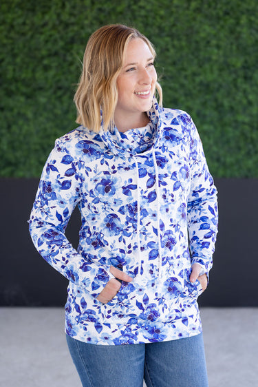 IN STOCK Soft Funnel Neck - Sapphire Floral