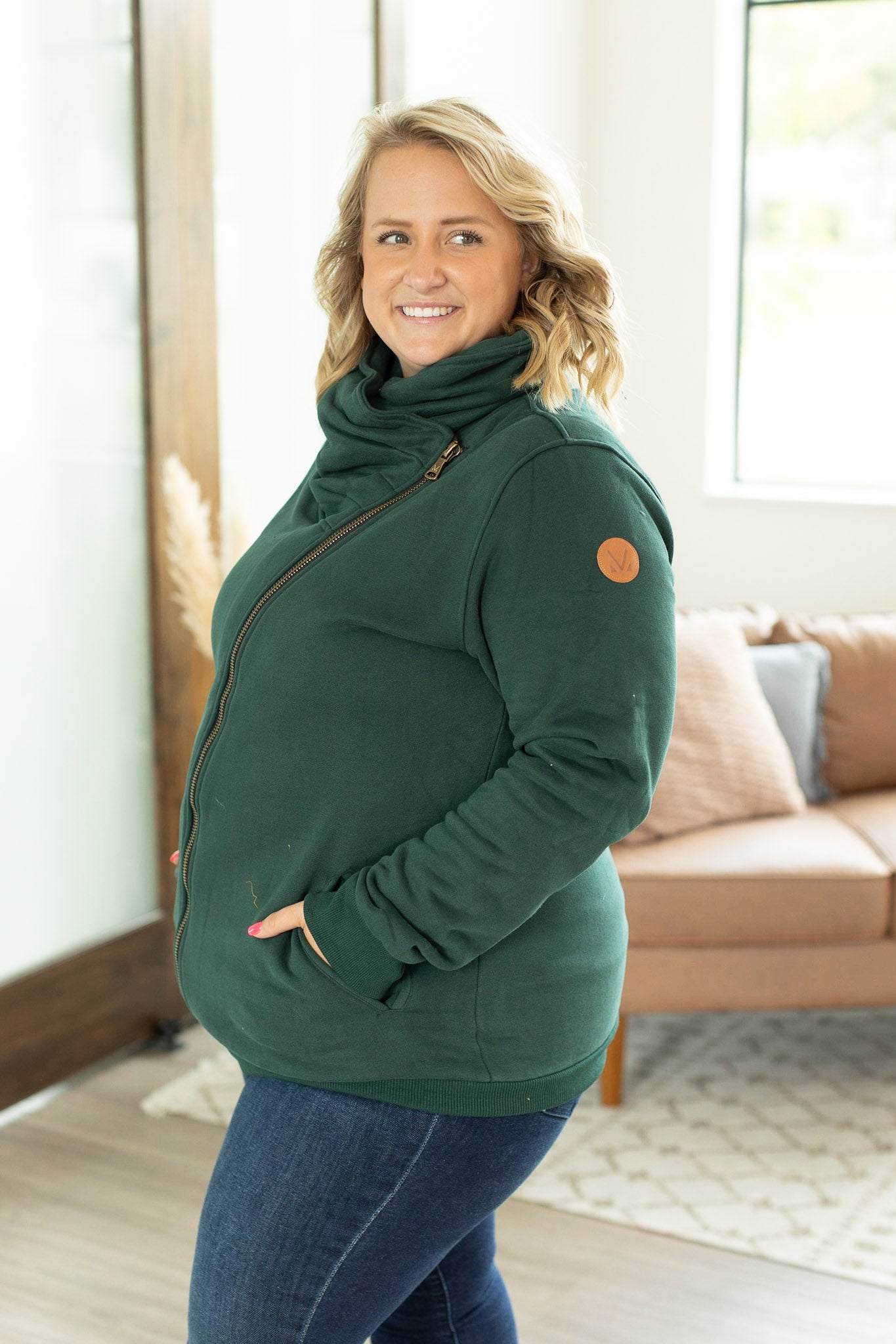 IN STOCK Quinn ZipUp Cowl - Evergreen | Women's Hoodie