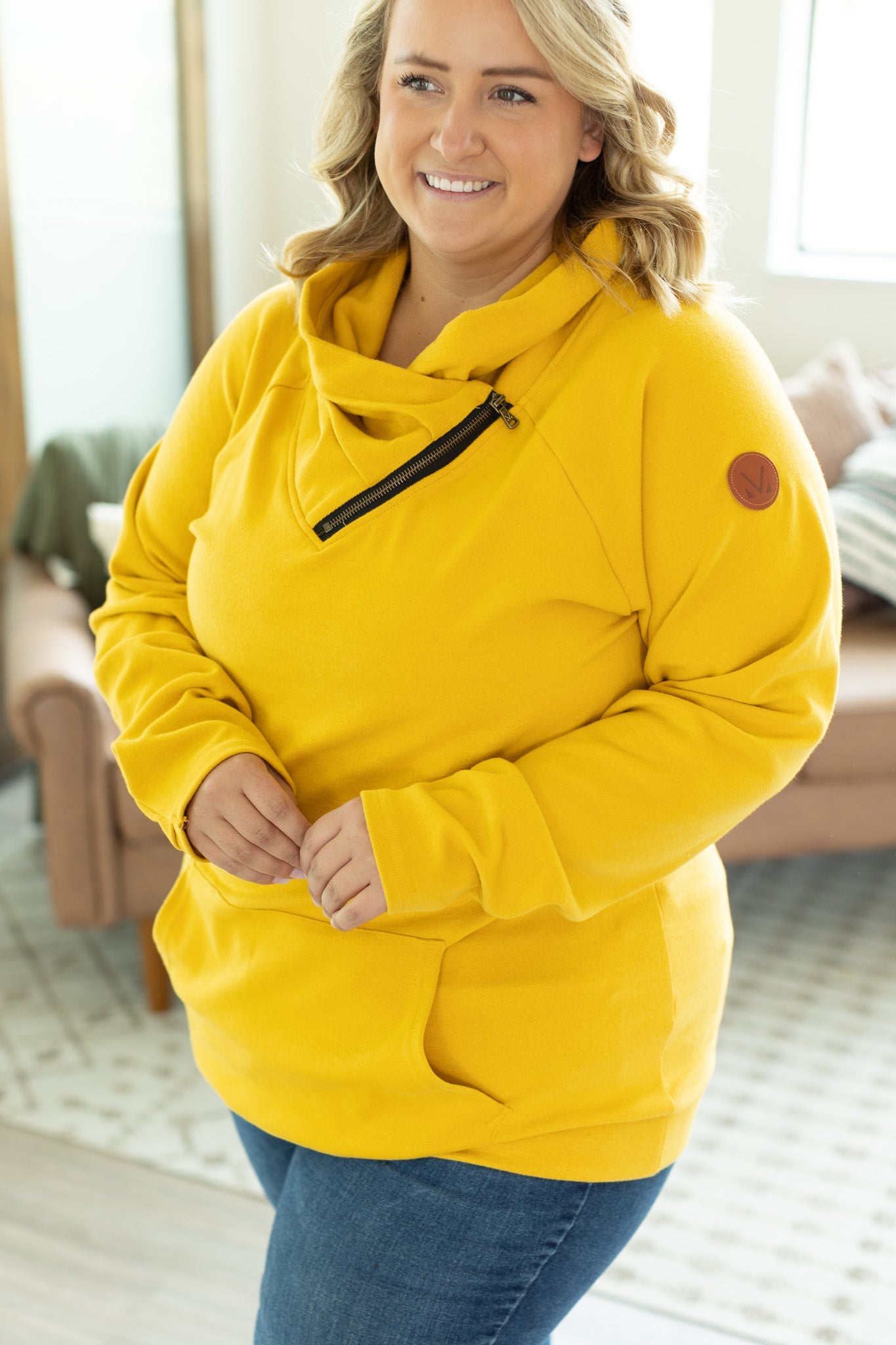 IN STOCK Classic Zoey ZipCowl Sweatshirt - Mustard FINAL SALE