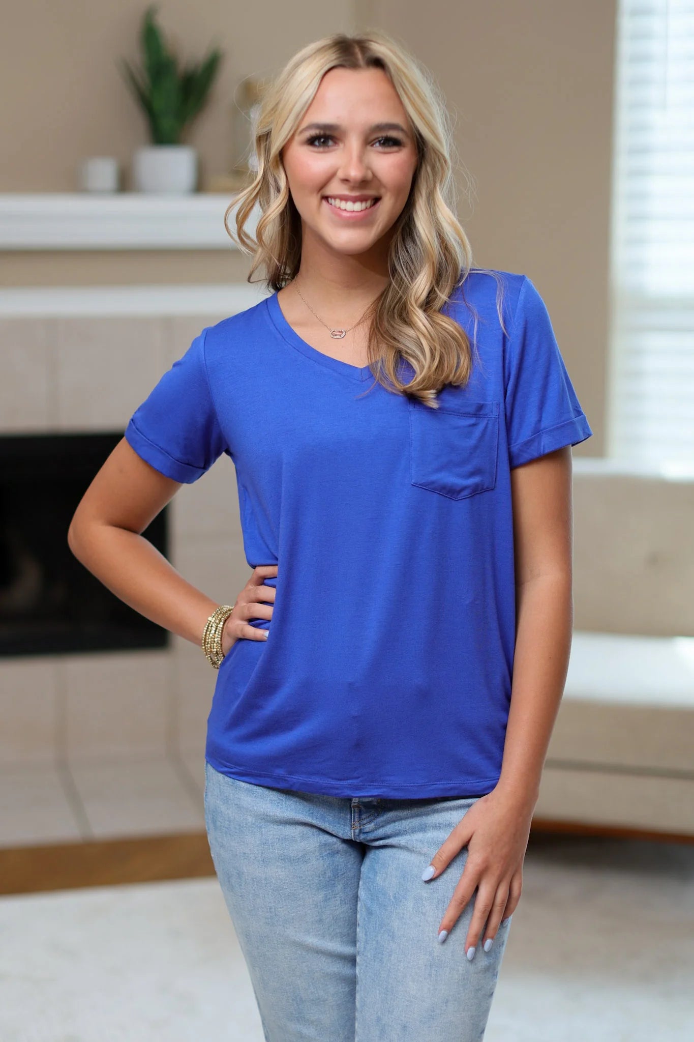 SOPHIE POCKET TEE - BLUE