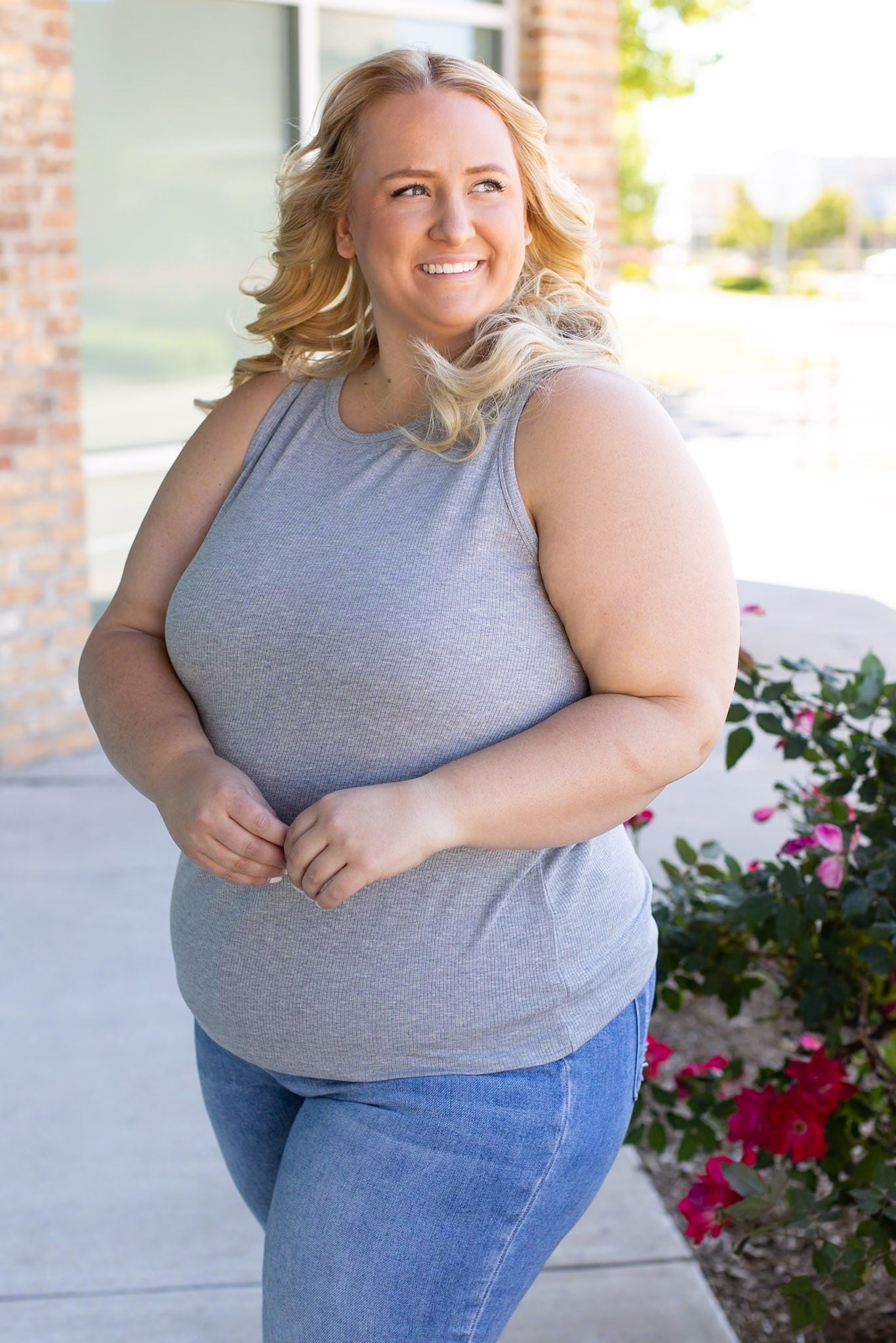 IN STOCK Tara Ribbed Tank - Grey | Women's Tank Top