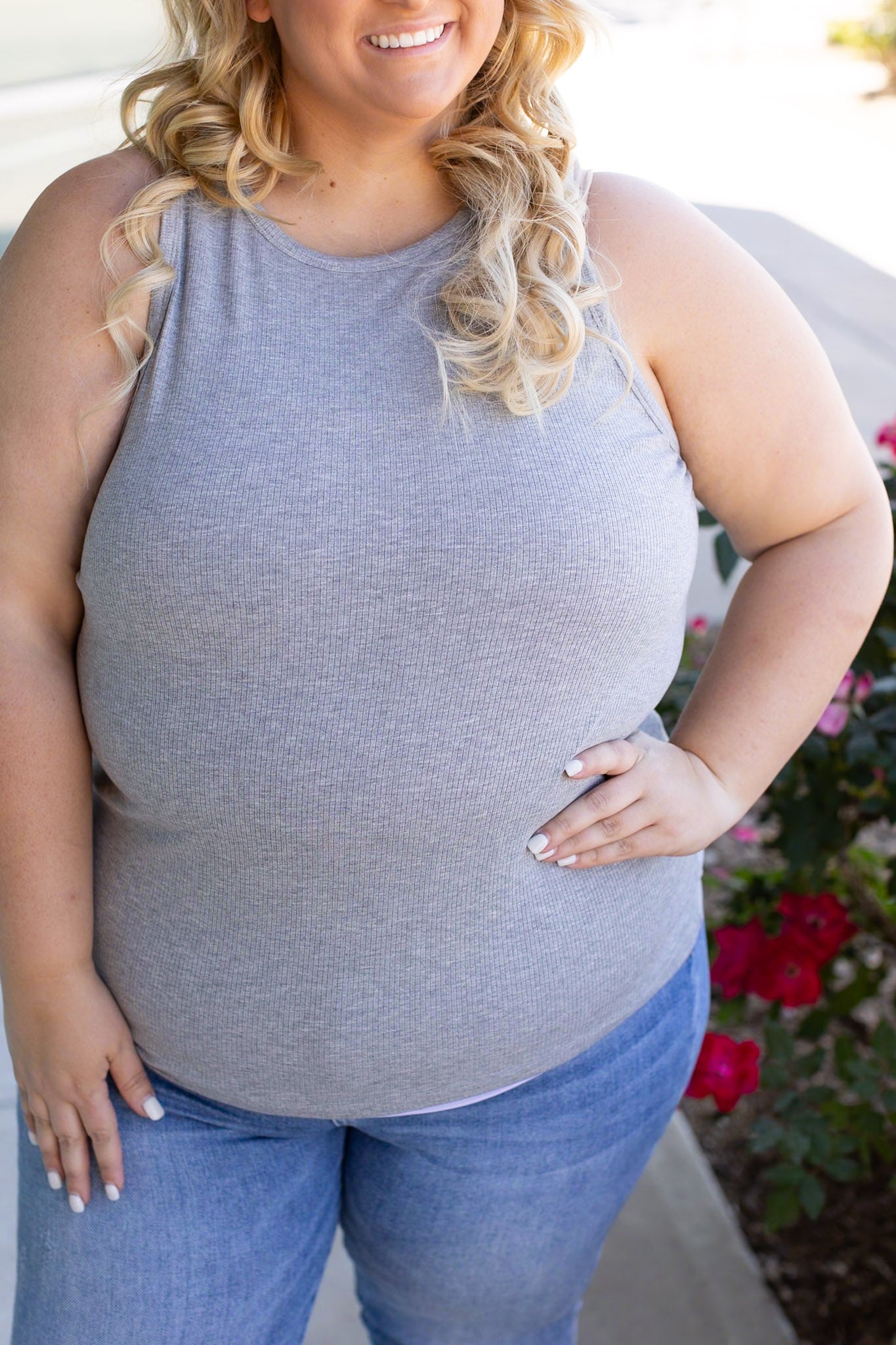 IN STOCK Tara Ribbed Tank - Grey | Women's Tank Top