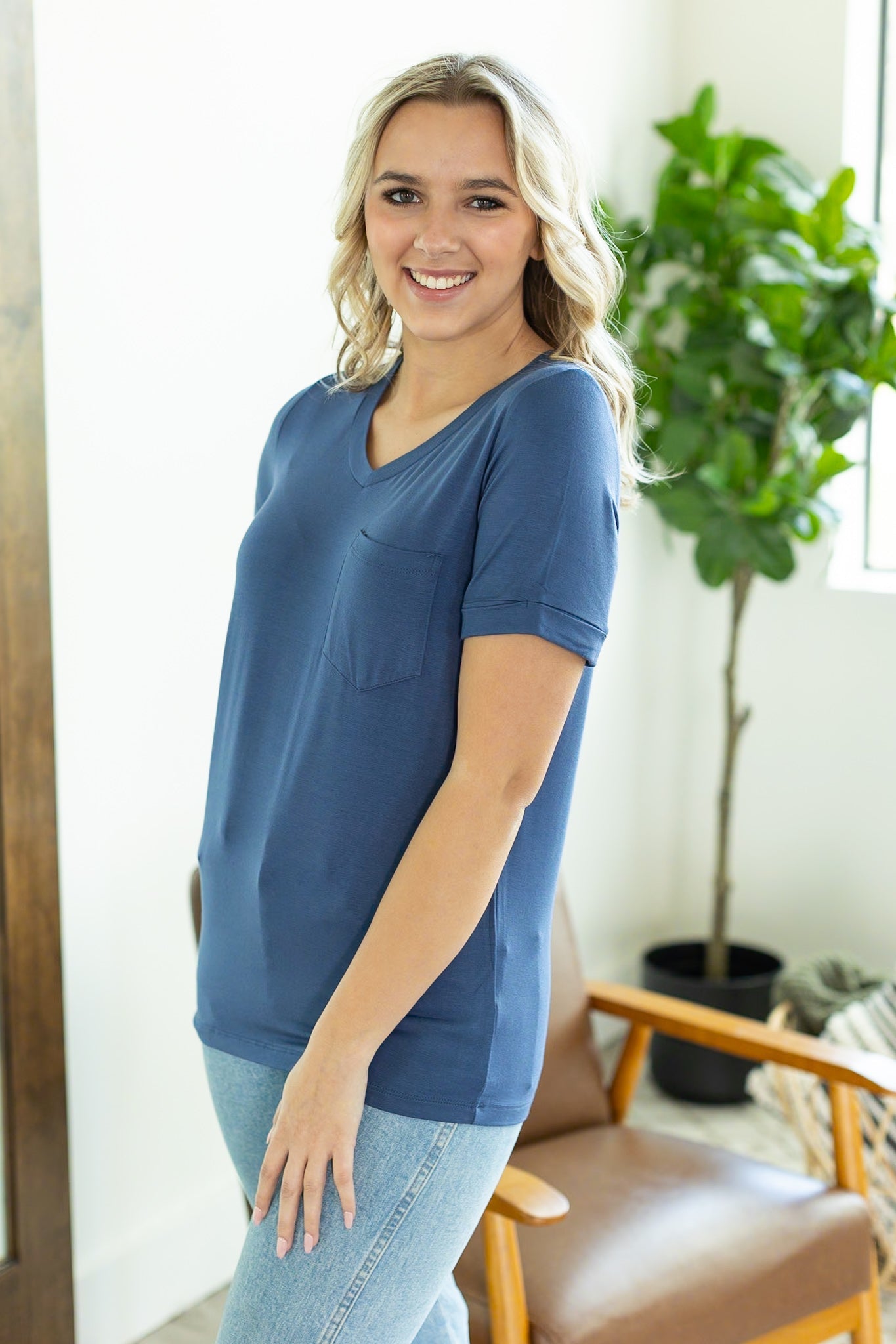 IN STOCK Sophie Pocket Tee - Blue | Women's Short Sleeve