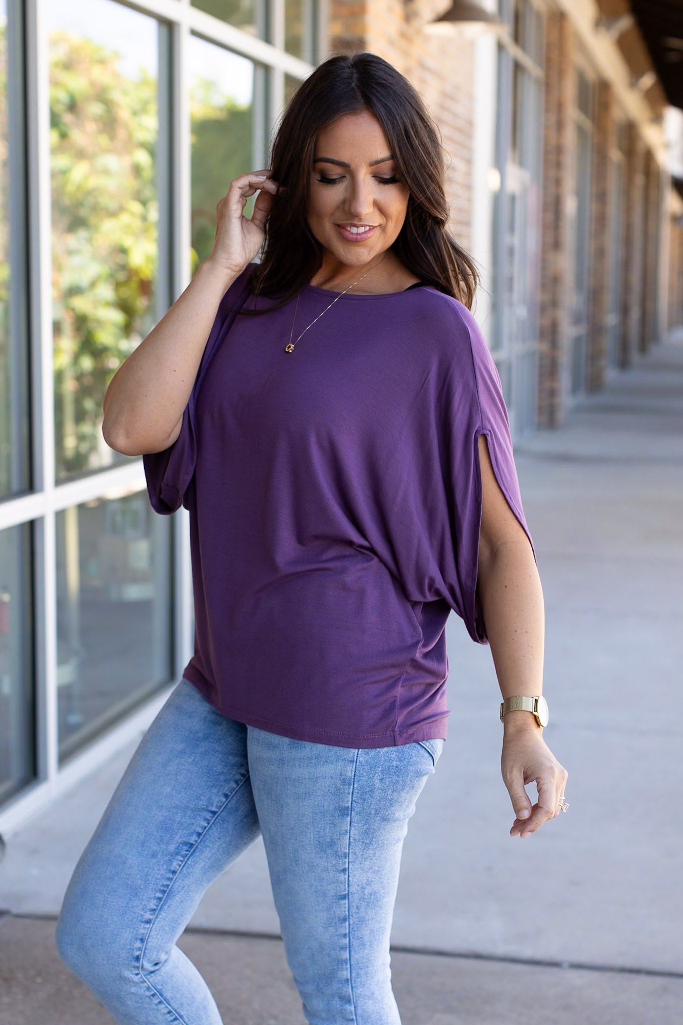 IN STOCK Darcy Dolman - Dark Purple | Women's Flowy Top