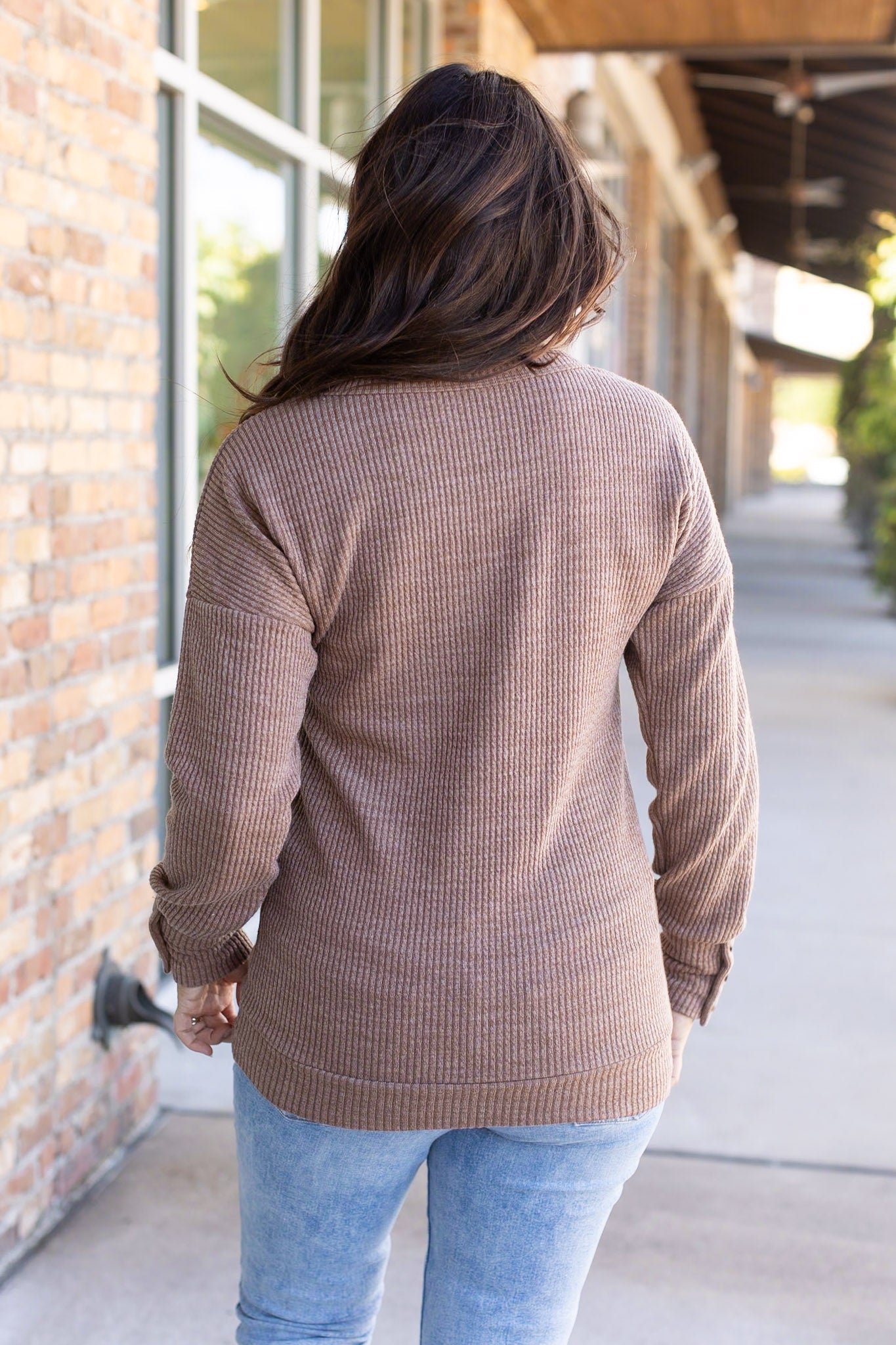 IN STOCK Brittney Button Sweater - Mocha | Women's Long Sleeve