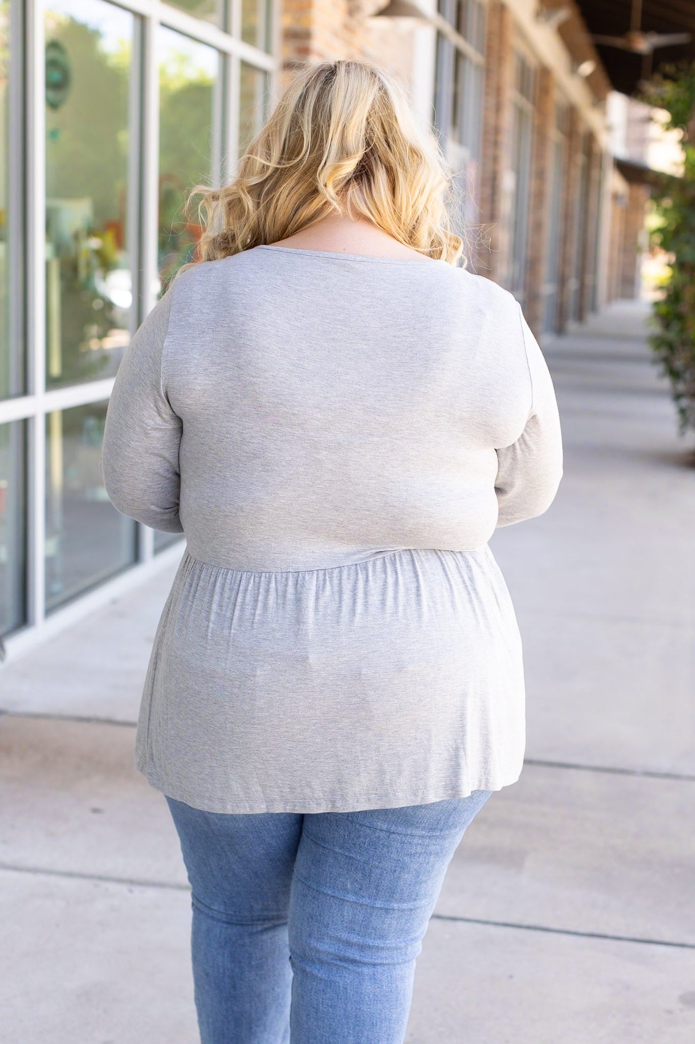 IN STOCK Long Sleeve Sarah Ruffle - Light Grey | Women's Top