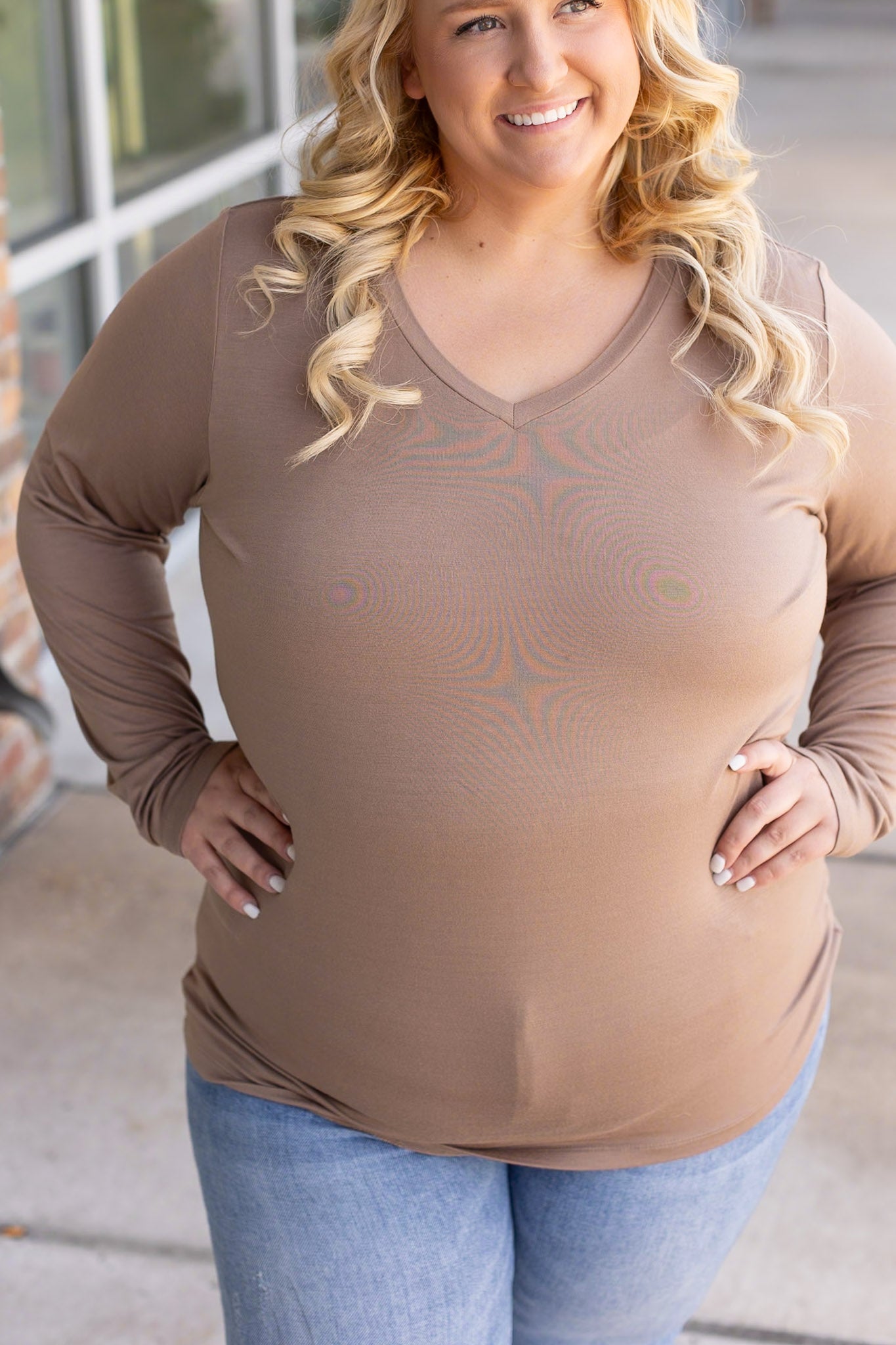 IN STOCK Larissa Long Sleeve - Mocha | Women's V-Neck Top FINAL SALE