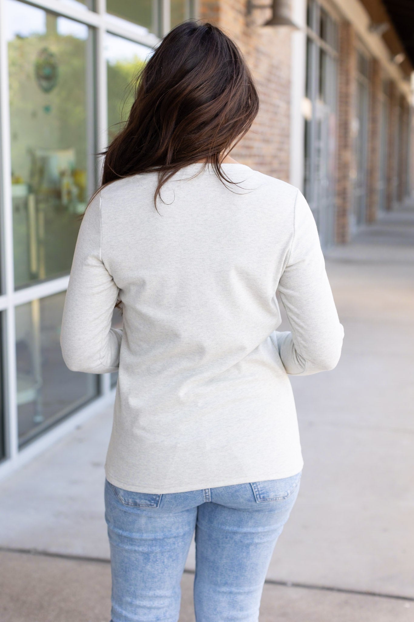 IN STOCK Leah Long Sleeve Top - Light Grey | Women's Casual Top