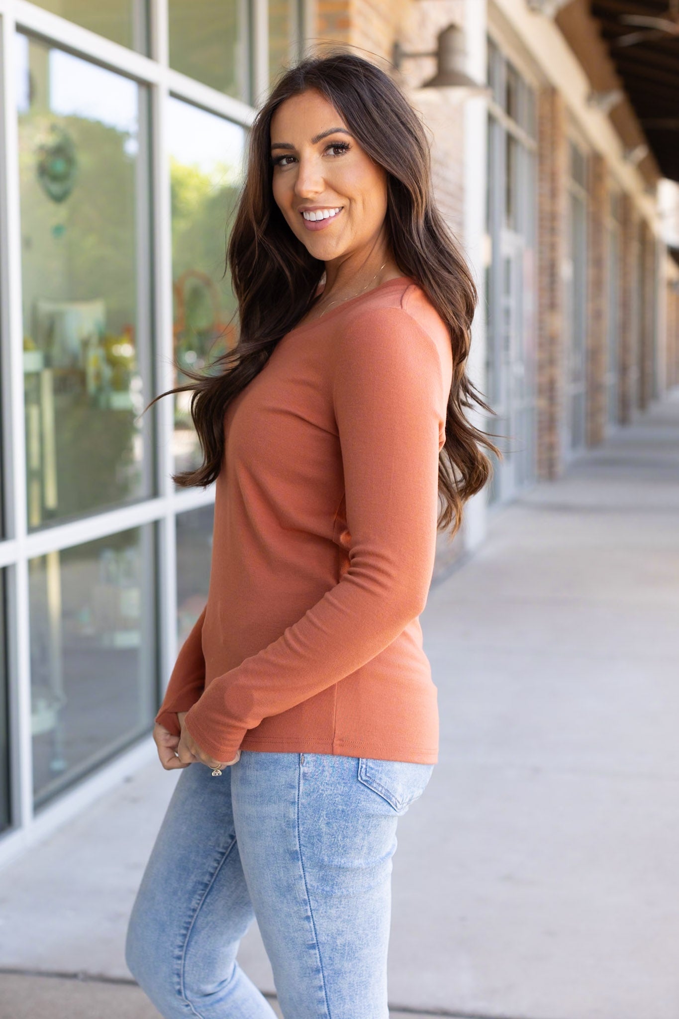 IN STOCK Leah Long Sleeve Top - Pumpkin | Women's Casual Top FINAL SALE