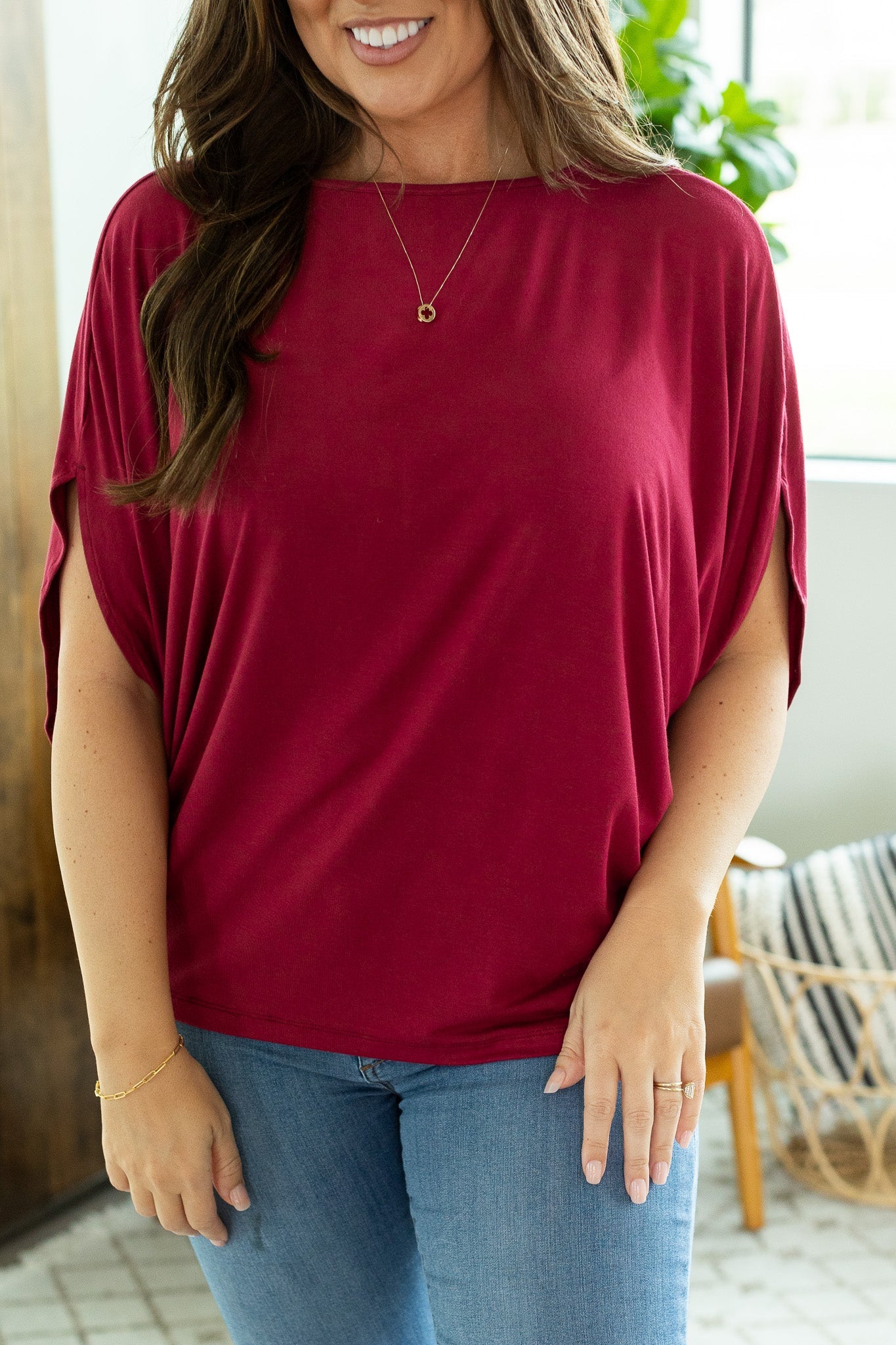 IN STOCK Darcy Dolman Top - Burgundy | Women's Flowy Top FINAL SALE