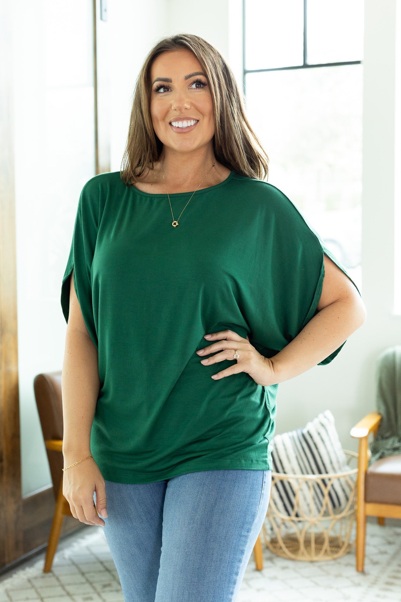 IN STOCK Darcy Dolman Top - Forest Green | Women's Flowy Top