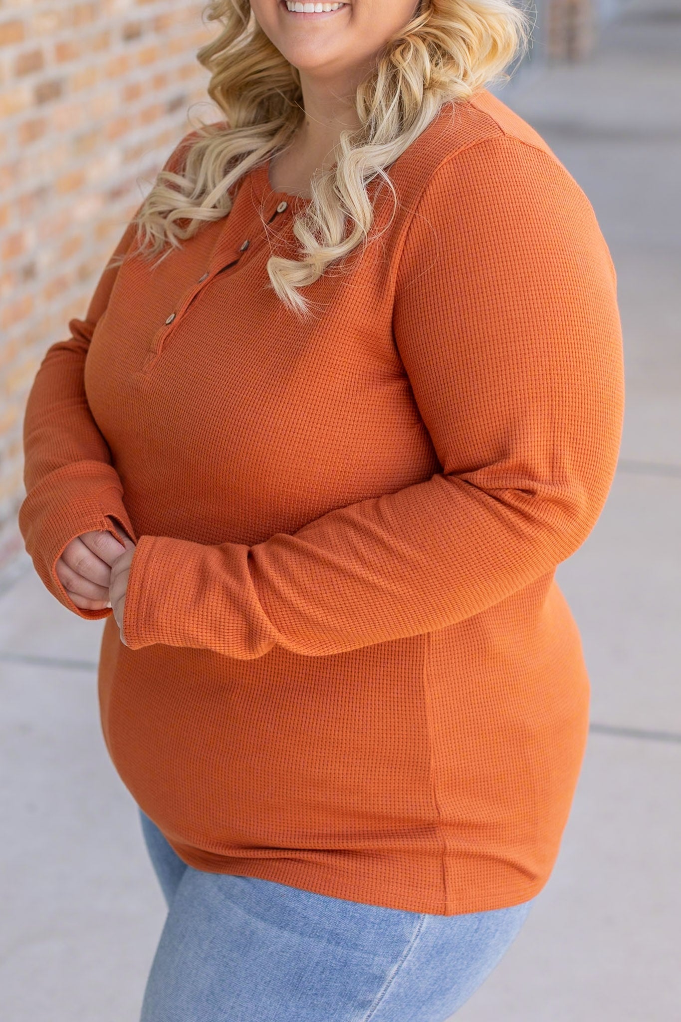 IN STOCK Harper Long Sleeve Henley - Pumpkin | Women's Cozy Shirt FINAL SALE