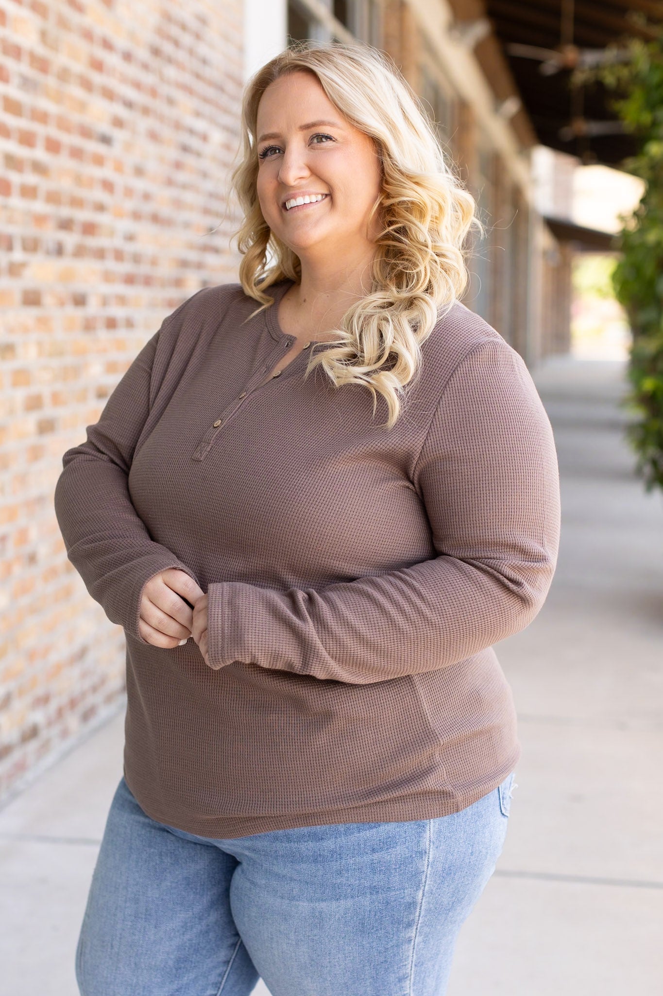 IN STOCK Harper Long Sleeve Henley - Mocha | Women's Cozy Shirt FINAL SALE