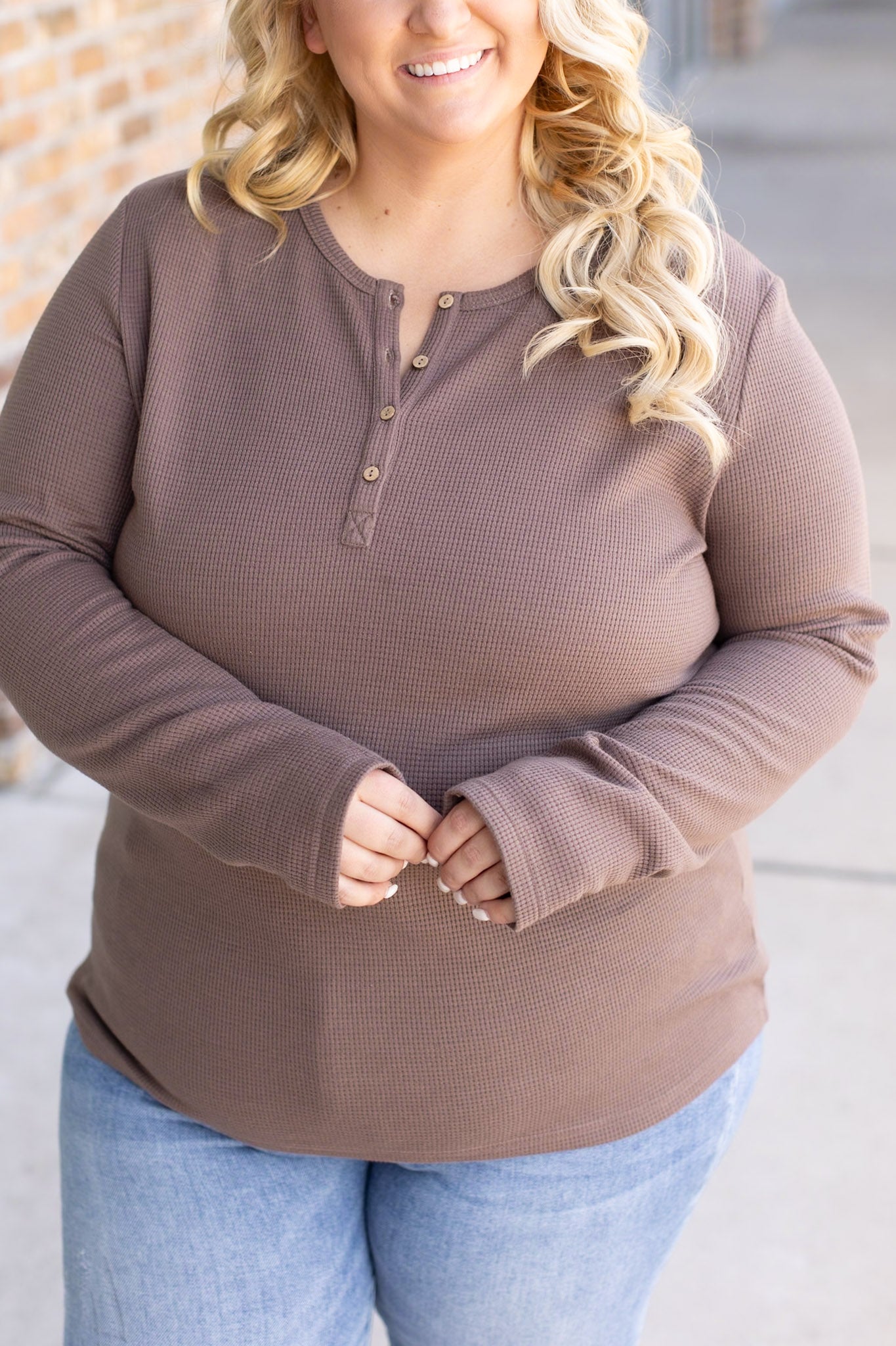 Harper Long Sleeve Henley - Mocha | Women's Top