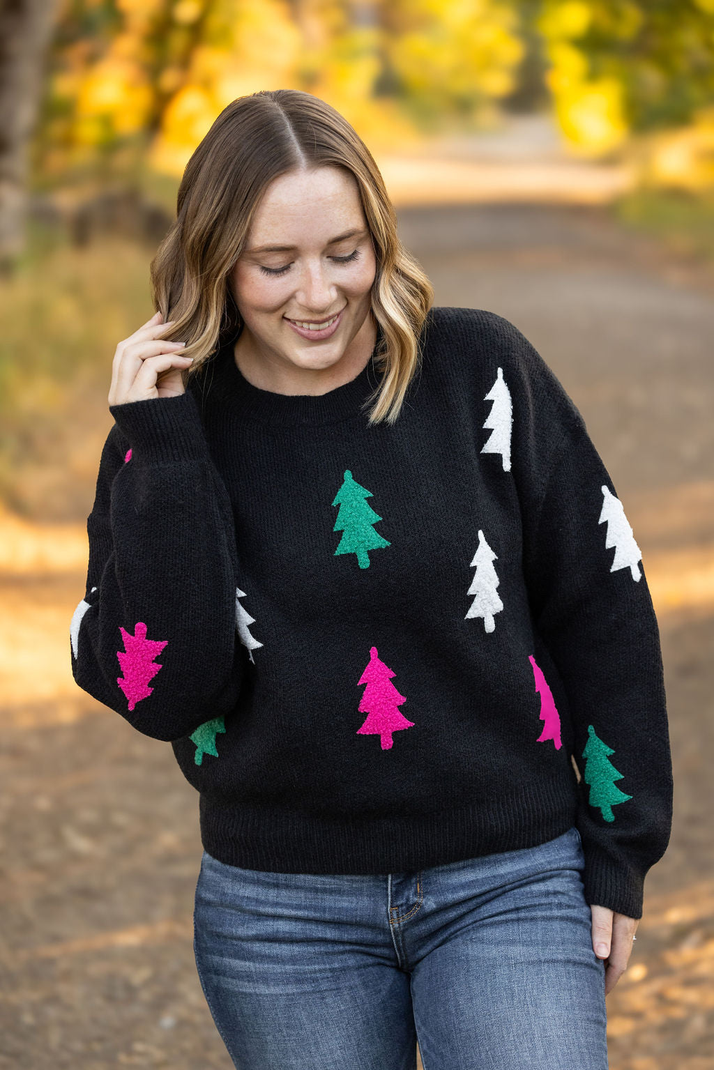 IN STOCK Festive Bright Trees Sweater FINAL SALE