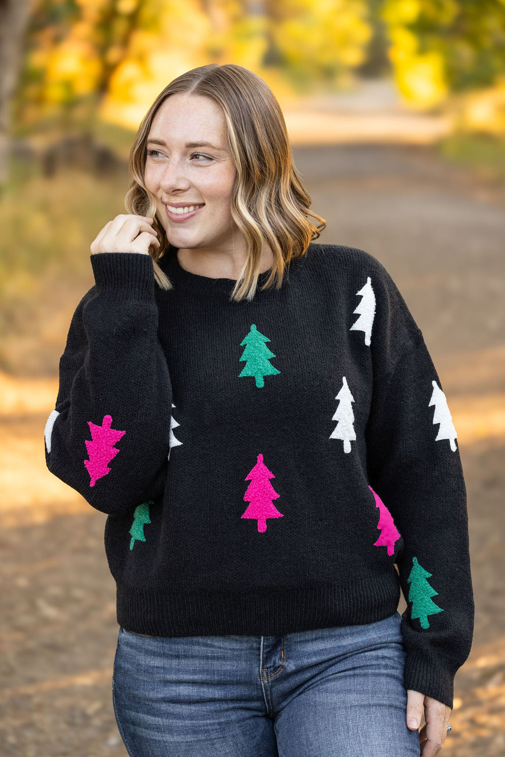 IN STOCK Festive Bright Trees Sweater FINAL SALE