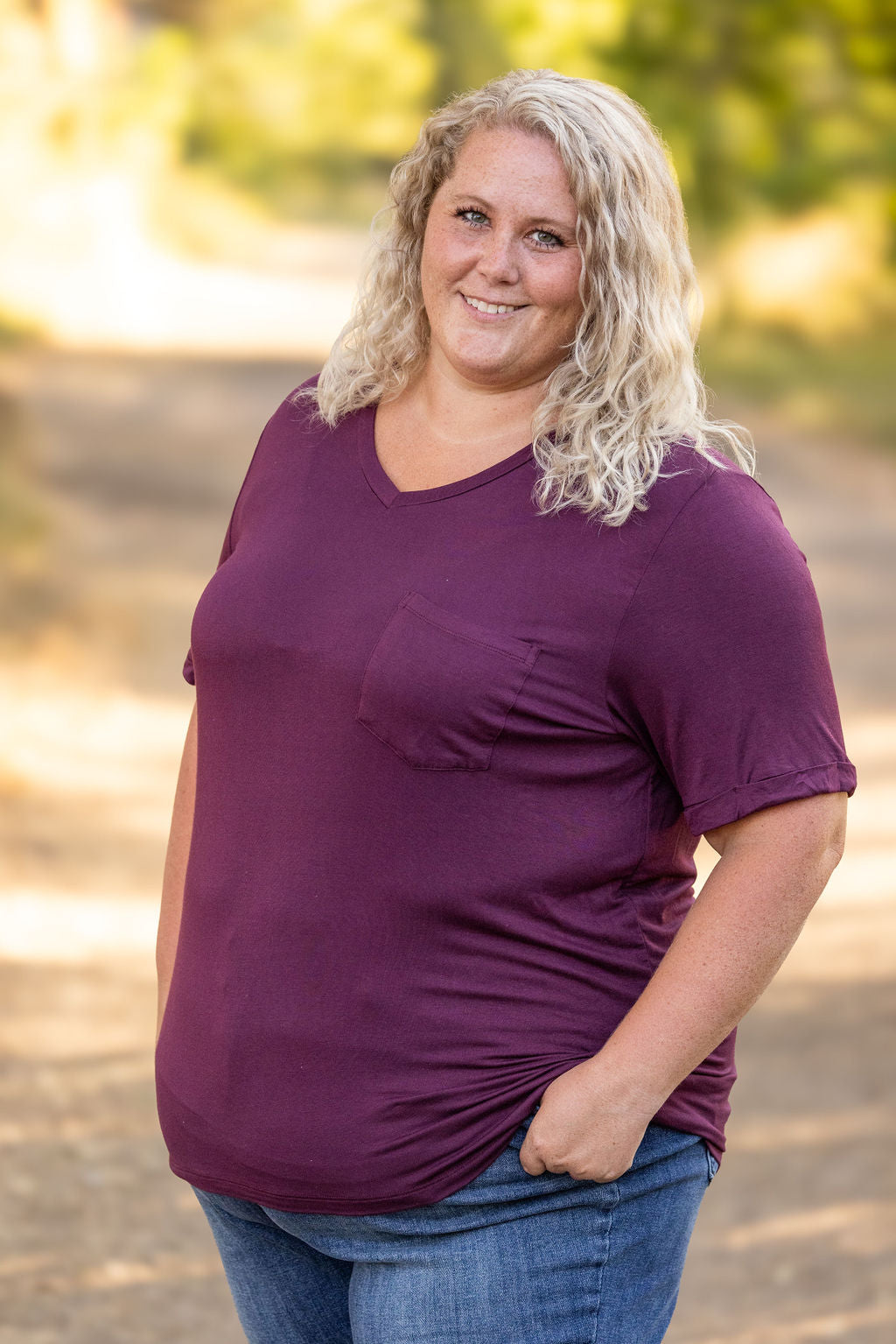 IN STOCK Sophie Pocket Tee - Burgundy | Women's Short Sleeve