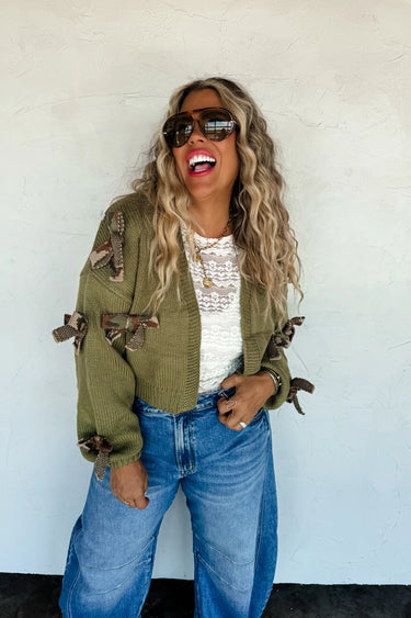 READY TO SHIP PREORDER SLOANE BOW KNIT CARDIGAN